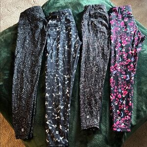 Sweaty Betty Black and Pink Patterned Leggings Lot